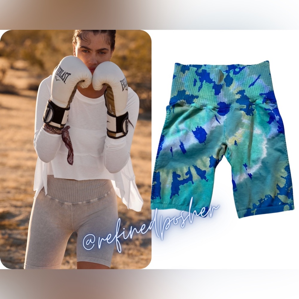 Free People Blue and Green Bike Shorts
